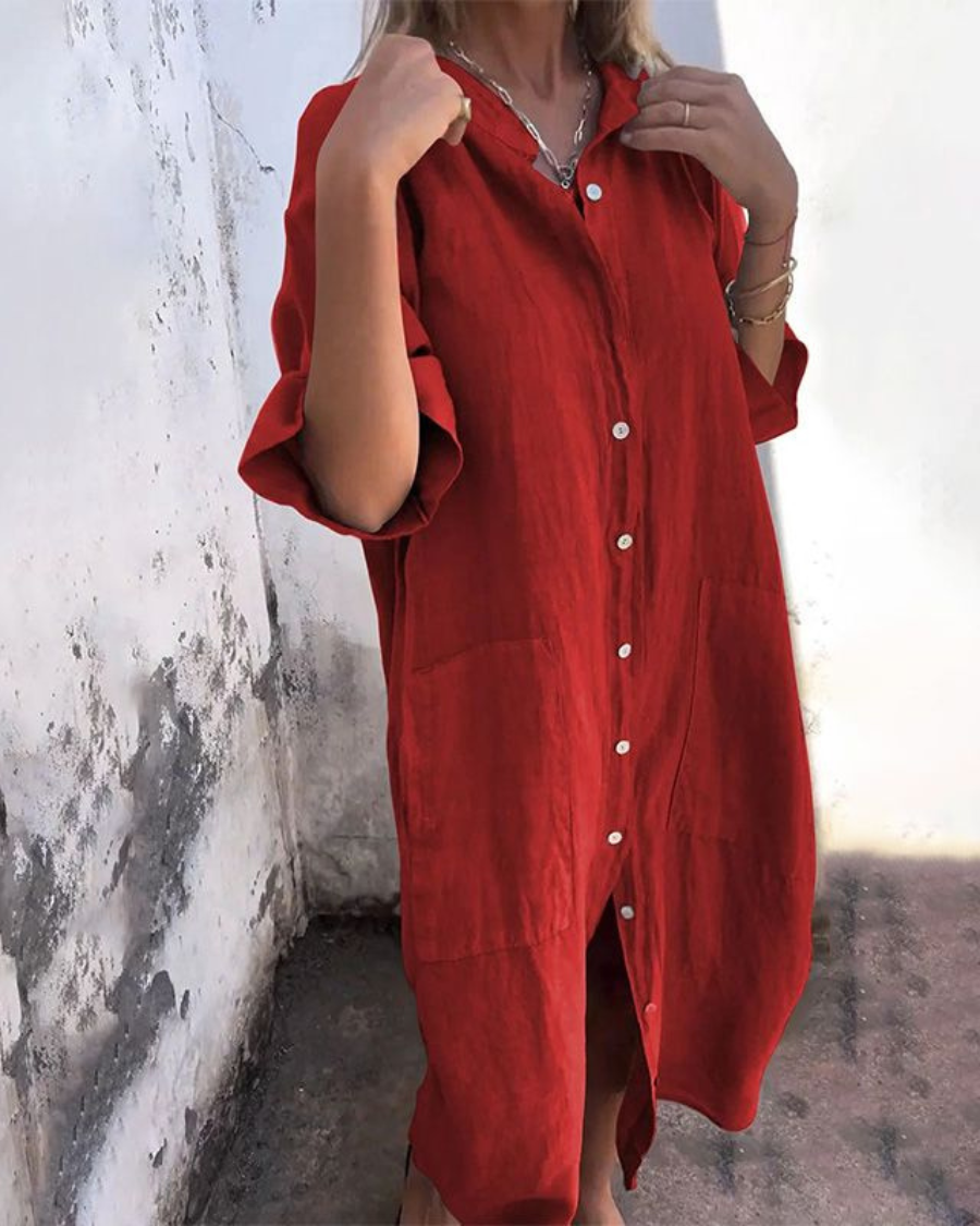 Isabelle | Ibiza-stijl hemdjurk met luchtige pasvorm