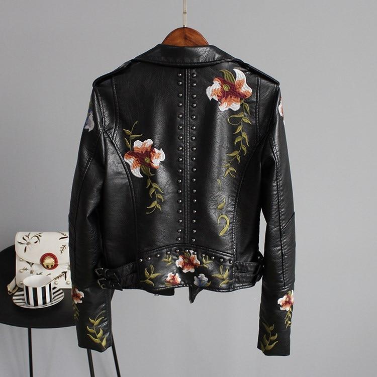 Isabelle - Leren Jas met Bloemenmotief