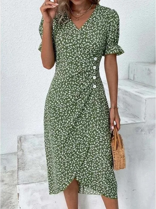 Nora | Midi Jurk met Bloemenprint