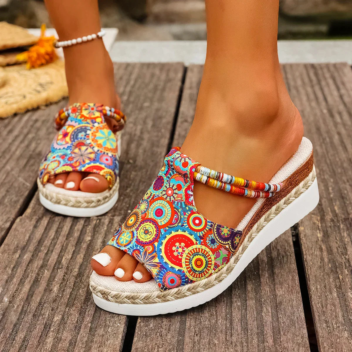 Yara | Tropische Wedge Sandalen