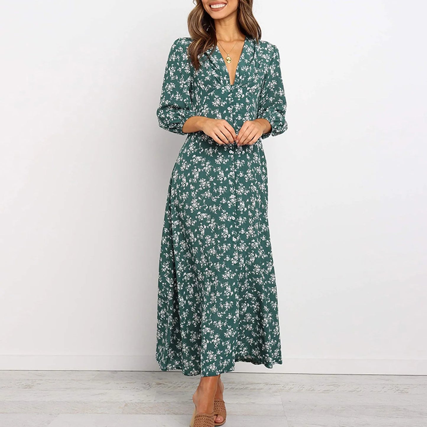 Lilou | Boho-chique jurk met bloemenprint en vloeiende lijn
