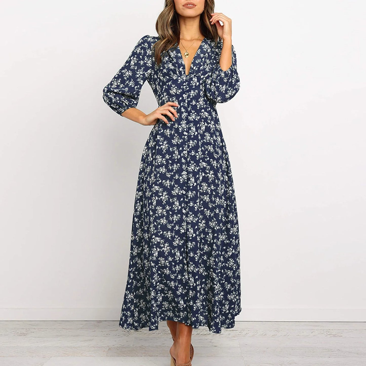 Lilou | Boho-chique jurk met bloemenprint en vloeiende lijn