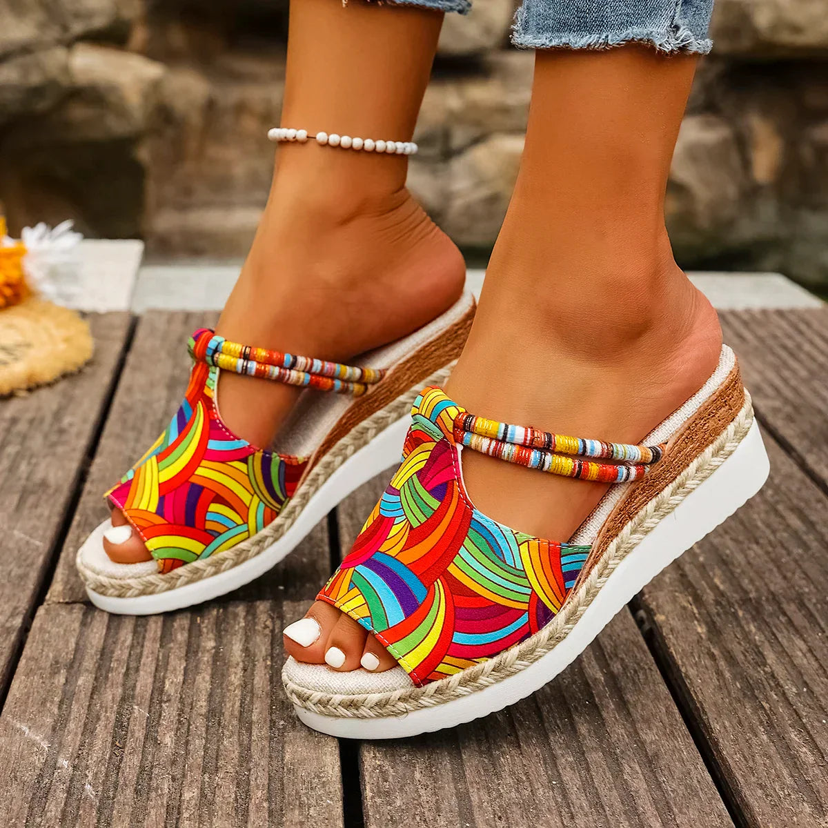 Yara | Tropische Wedge Sandalen