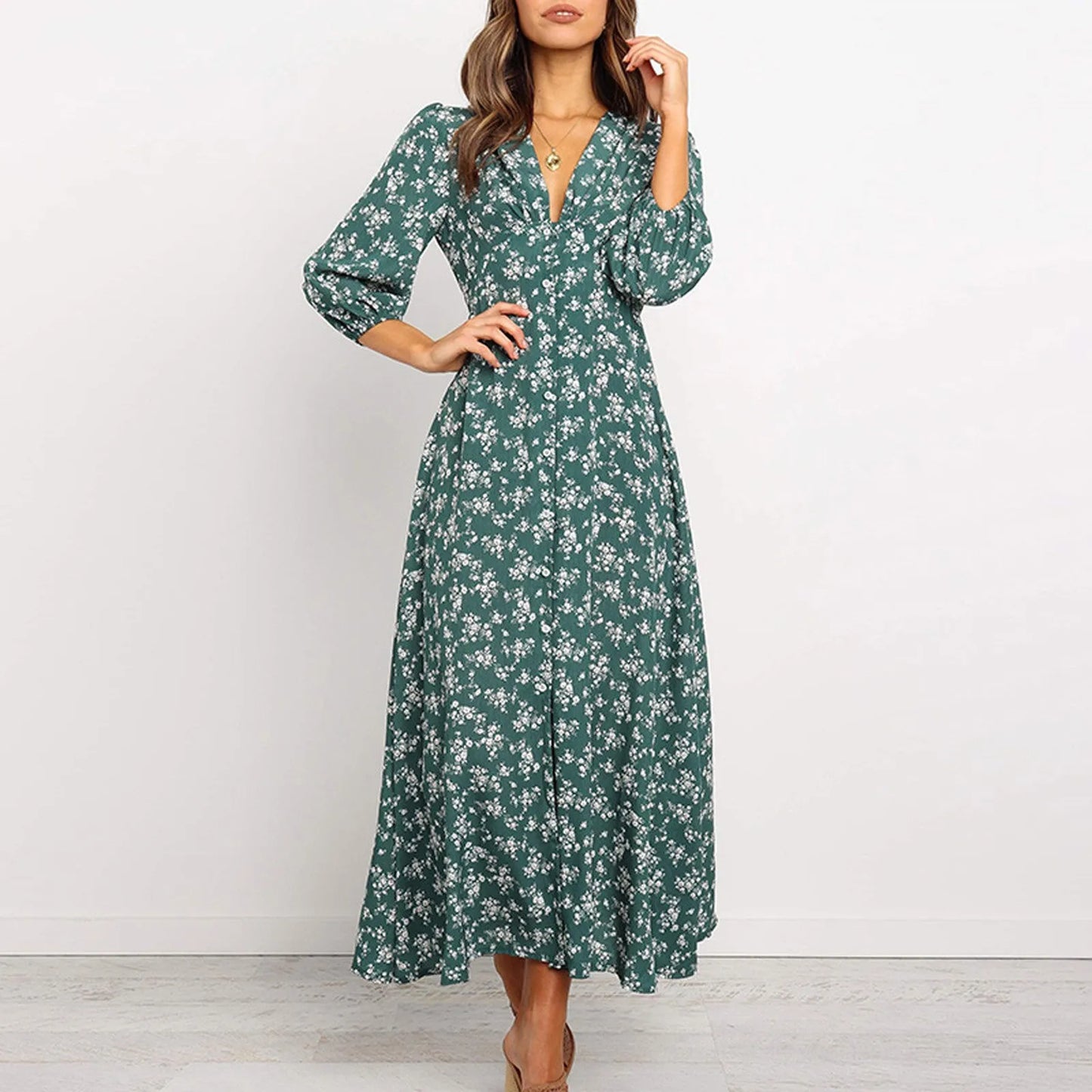 Lilou | Boho-chique jurk met bloemenprint en vloeiende lijn