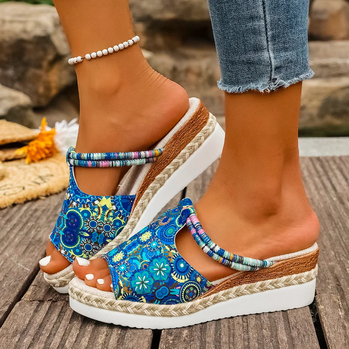Yara | Tropische Wedge Sandalen