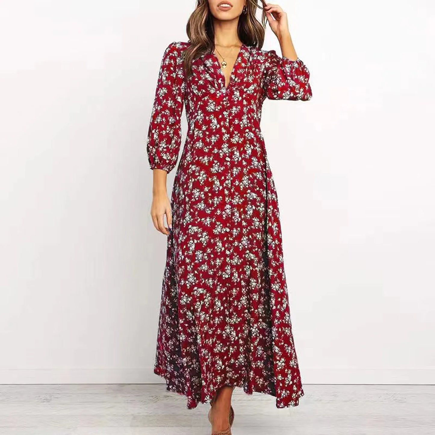 Lilou | Boho-chique jurk met bloemenprint en vloeiende lijn