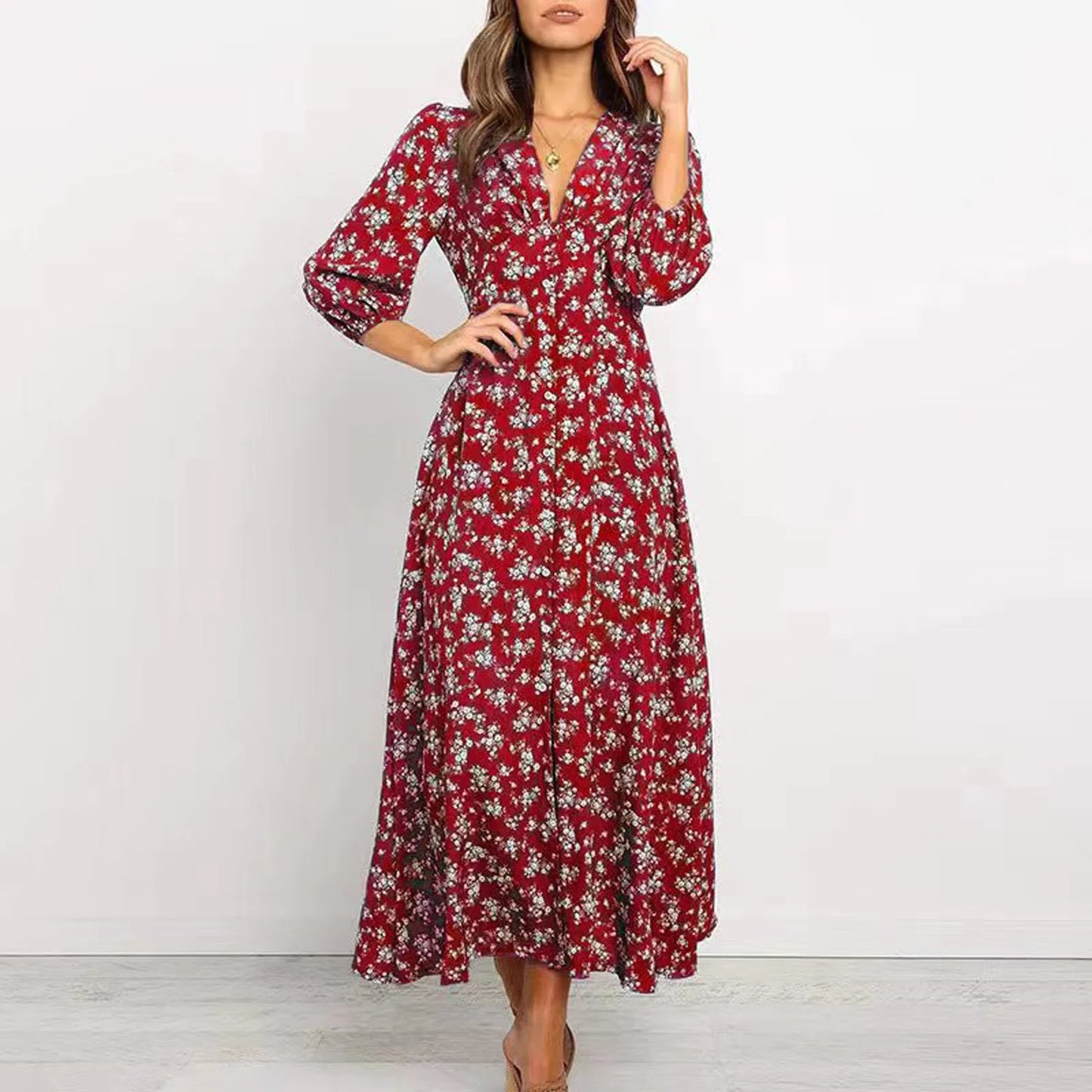 Lilou | Boho-chique jurk met bloemenprint en vloeiende lijn
