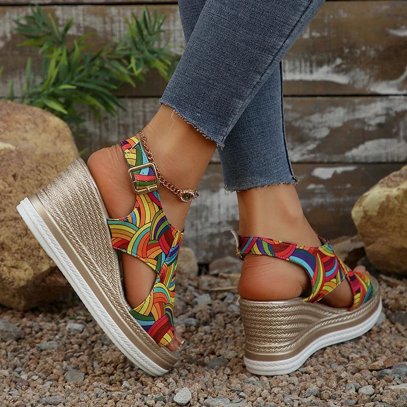 Yara | Tropische Wedge Sandalen