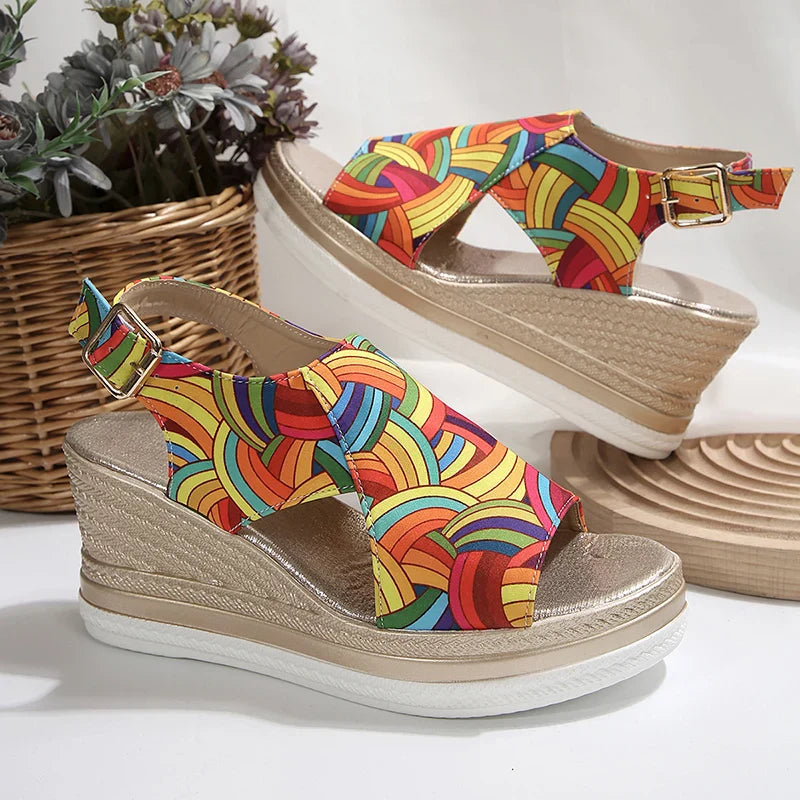 Yara | Tropische Wedge Sandalen