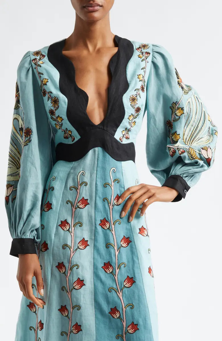 Sophia | Blauwe Midi Jurk