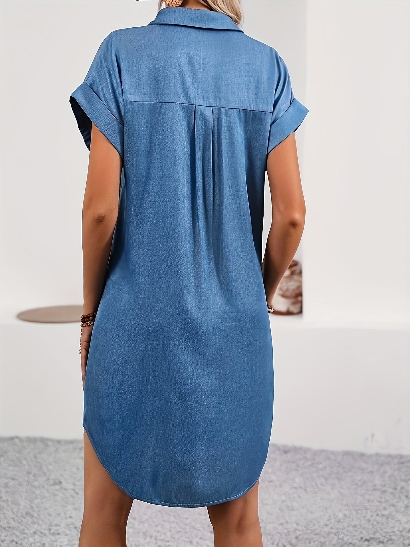 Ylva | Elegante Blauwe Lentejurk met Korte Mouwen