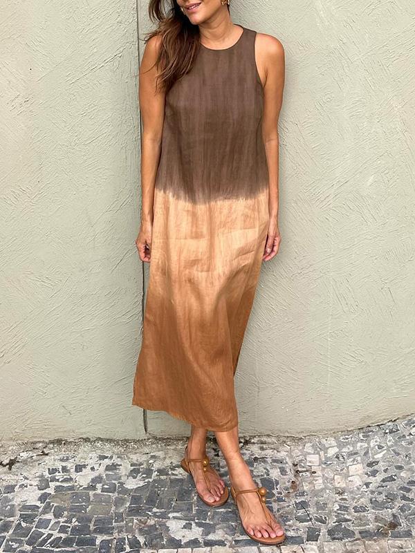 Thérèse | Maxi-jurk in natuurtinten met vloeiende pasvorm