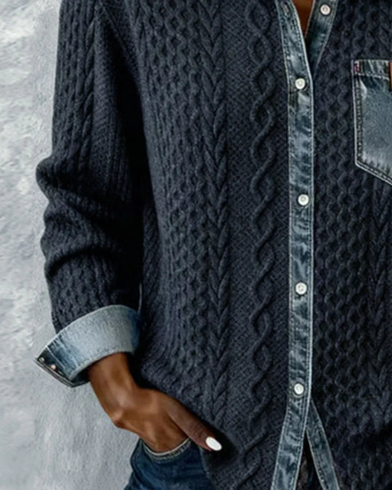 Yvette | Knit Denim Patchwork Shirt