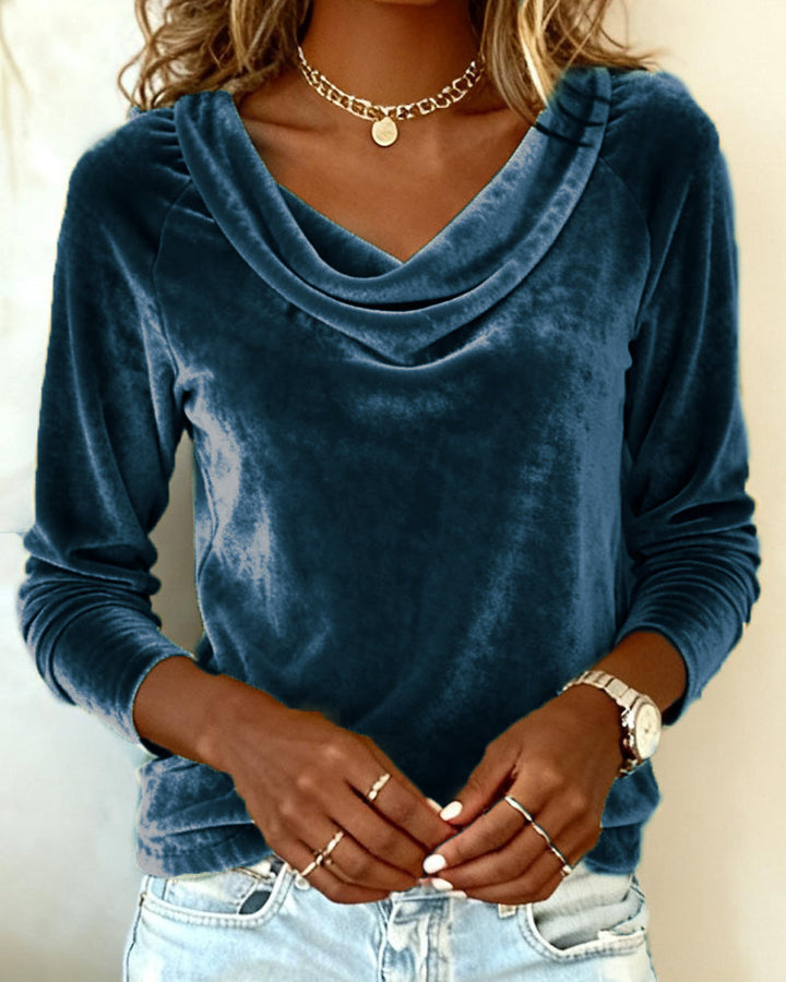 Talia | Draped Collar Cotton Top