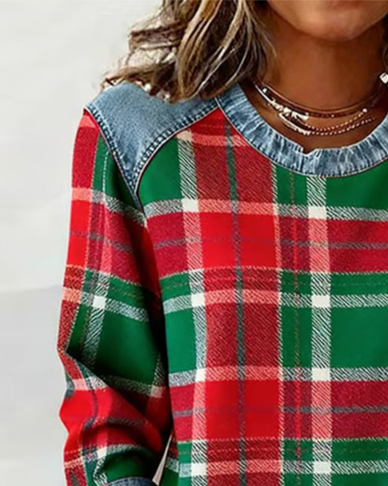 Elowen | Checkered Patchwork Sweatshirt