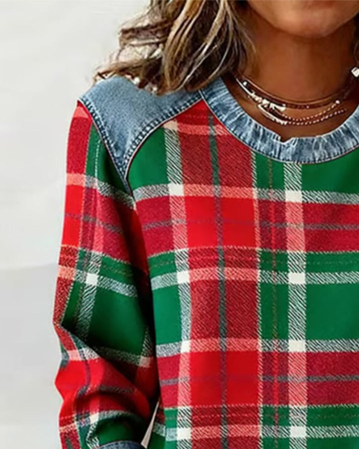 Elowen | Checkered Patchwork Sweatshirt