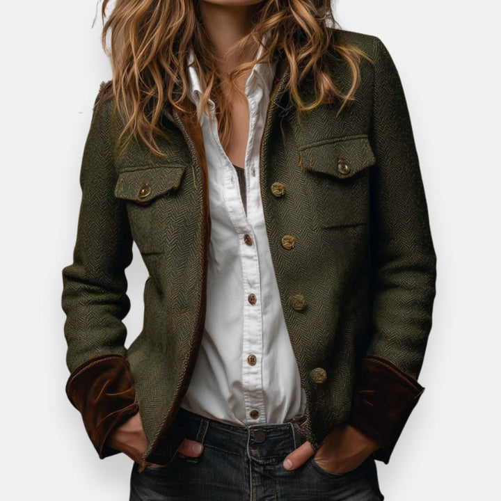 Geneviève | Tweed Velvet Trim Jacket