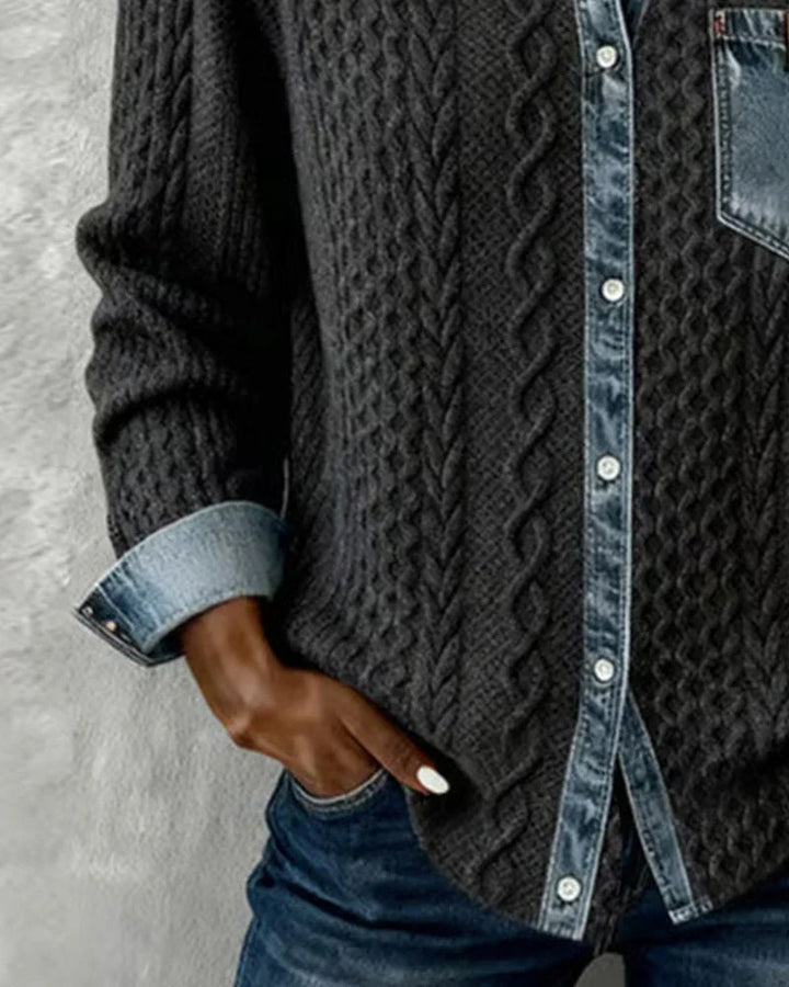 Yvette | Knit Denim Patchwork Shirt