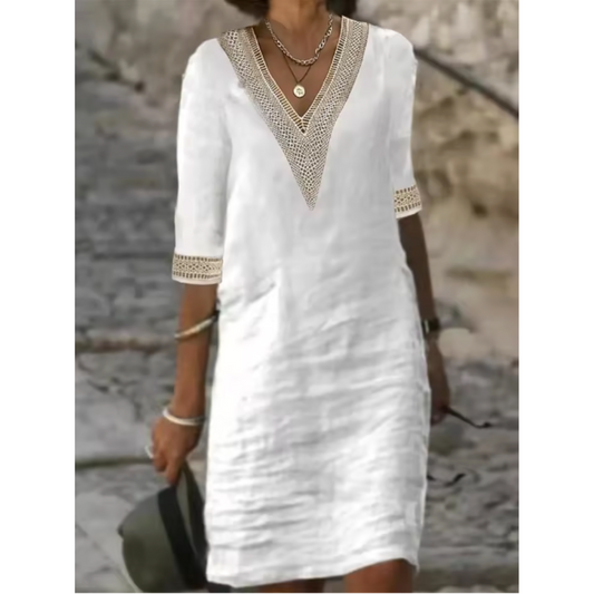 Aveline | Witte jurk met kanten details