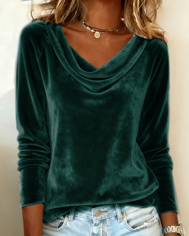 Talia | Draped Collar Cotton Top
