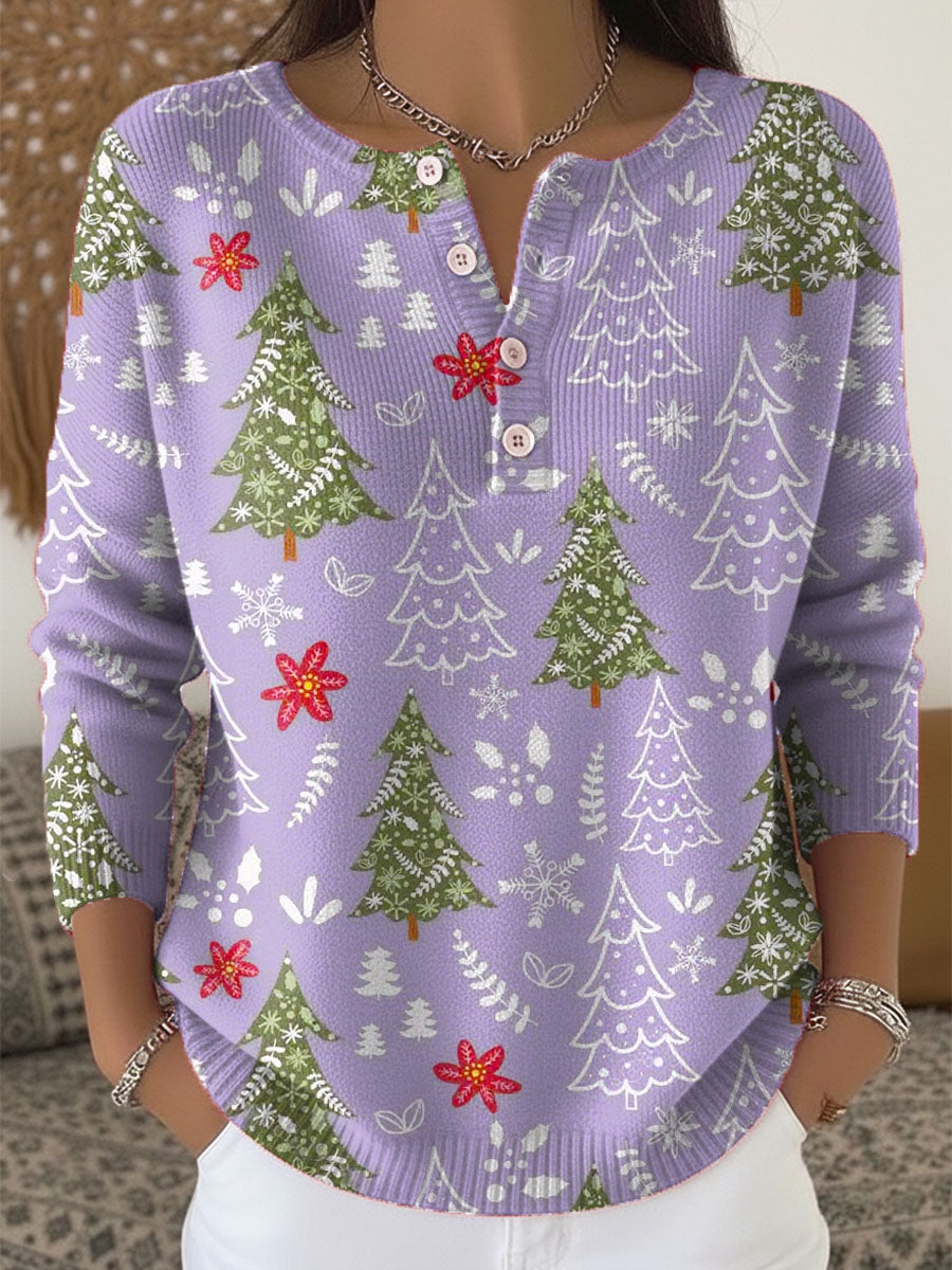 Linette | Pine Motif Holiday Sweater