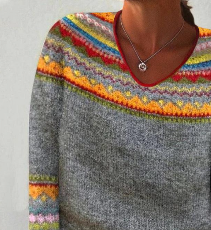 Clara | Grey V-Neck Sweater