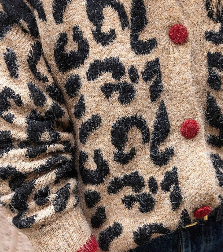 Noa | Brown Leopard Print Cardigan