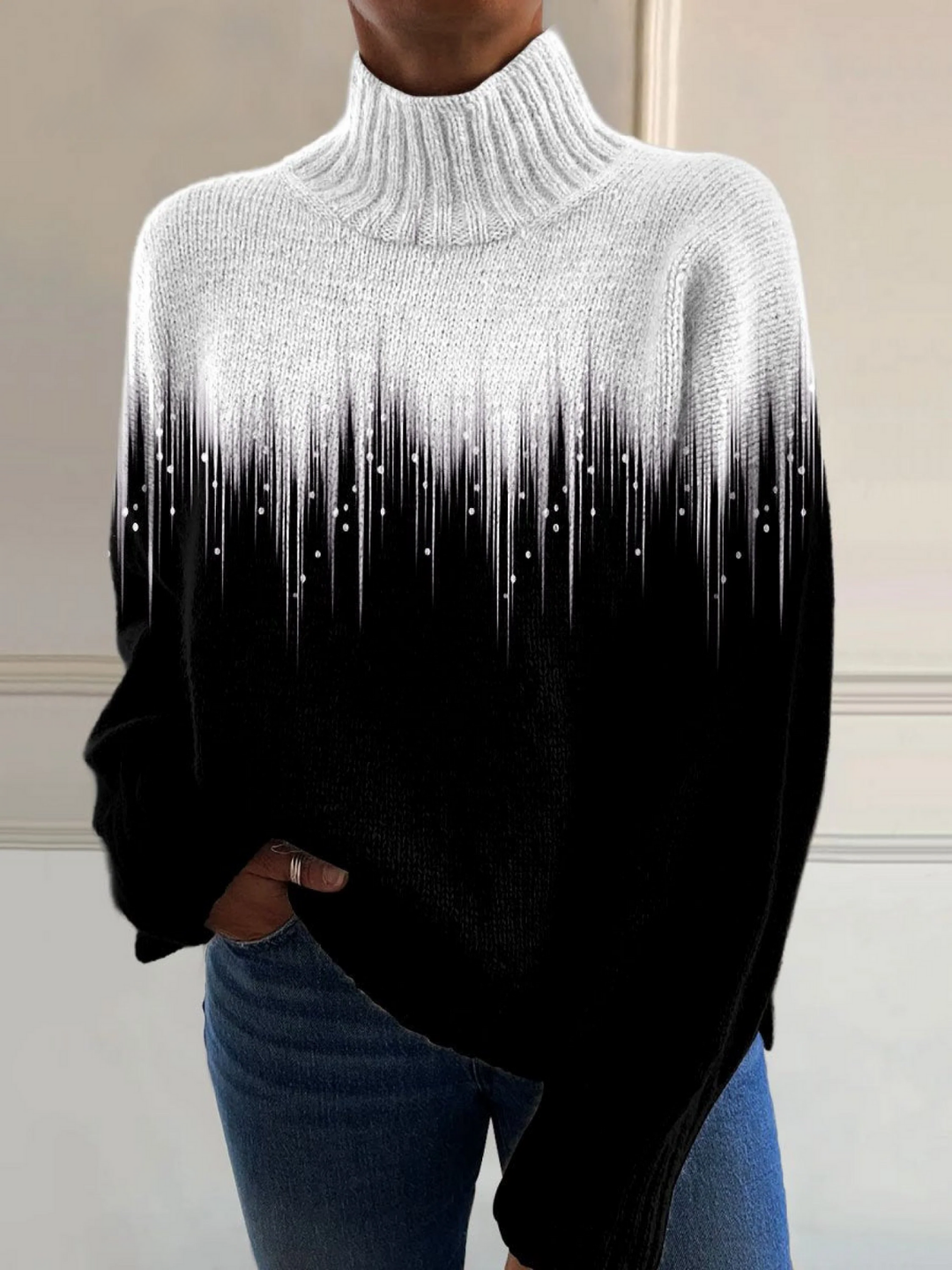 Isobel | Romantic flash ray print turtleneck sweater