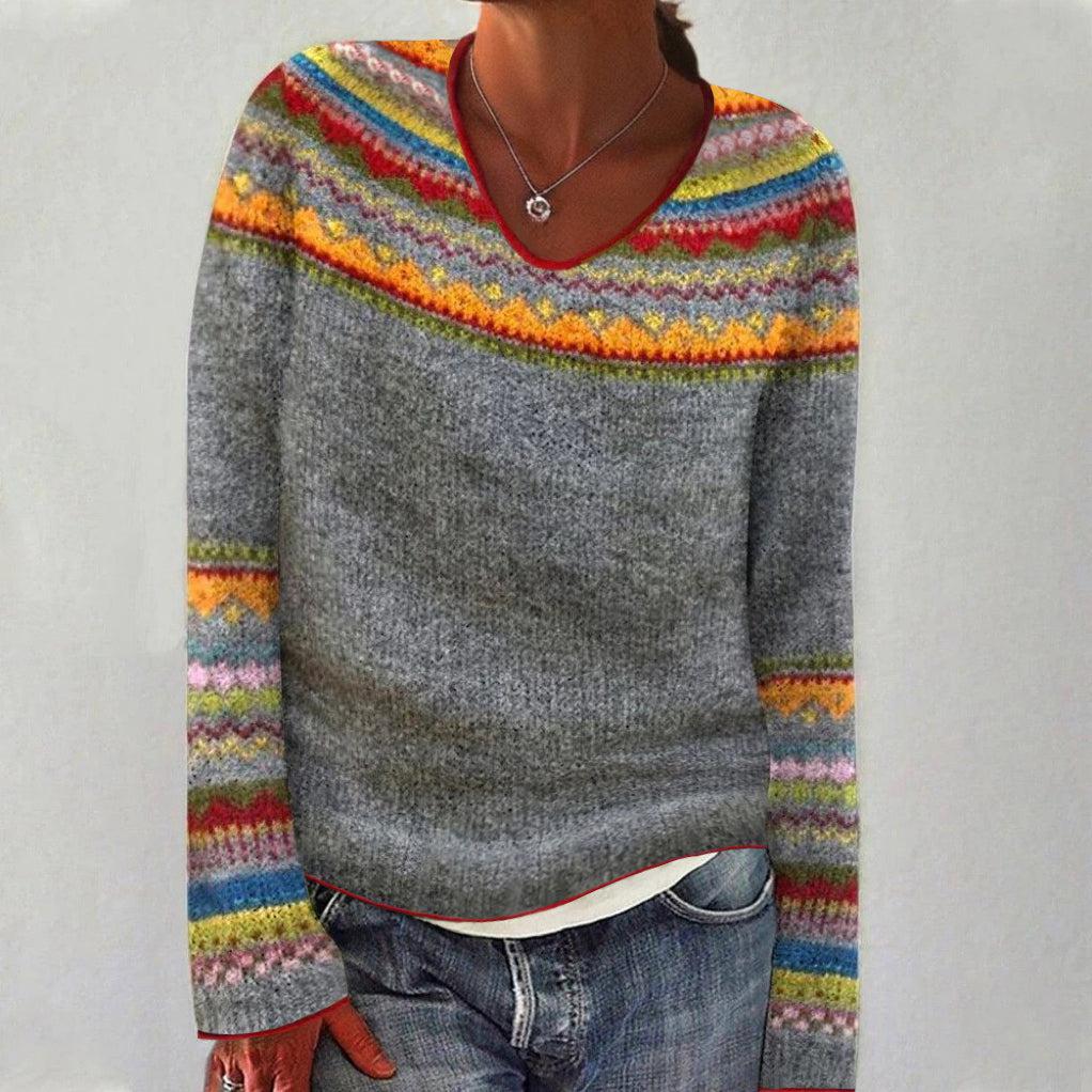 Clara | Grey V-Neck Sweater