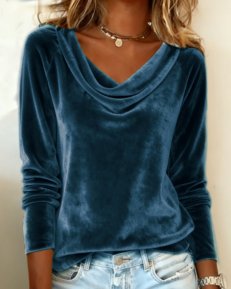 Talia | Draped Collar Cotton Top