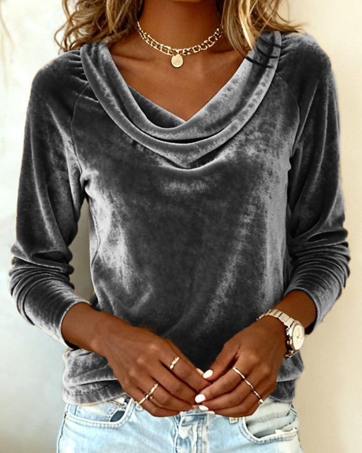 Talia | Draped Collar Cotton Top