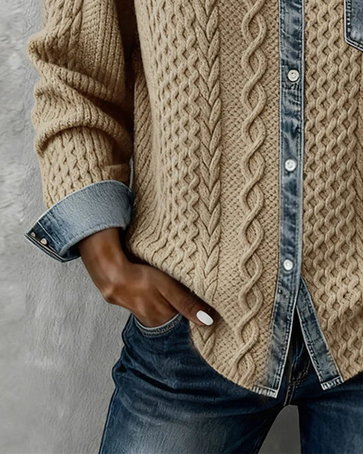 Yvette | Knit Denim Patchwork Shirt