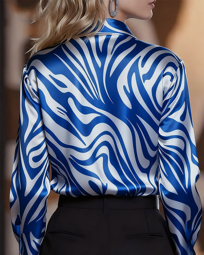 Leonie | Printed V-Neck Cotton Shirt
