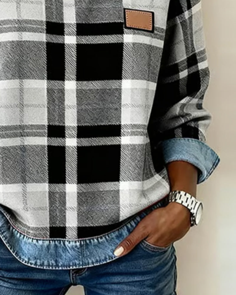 Danica | Denim Patchwork Pullover with Playful Contrast Detail