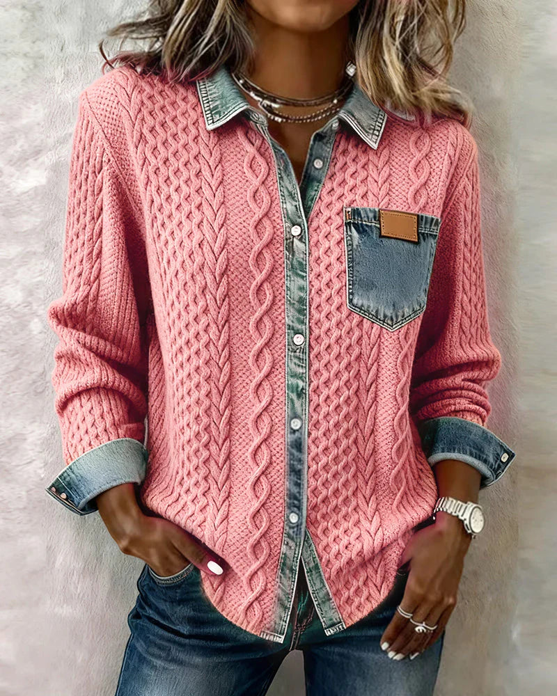 Yvette | Knit Denim Patchwork Shirt