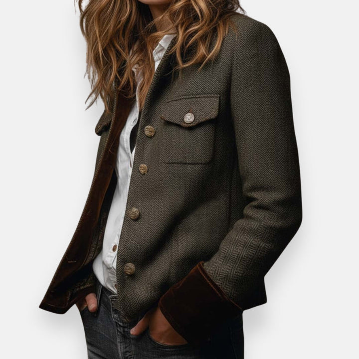 Geneviève | Tweed Velvet Trim Jacket