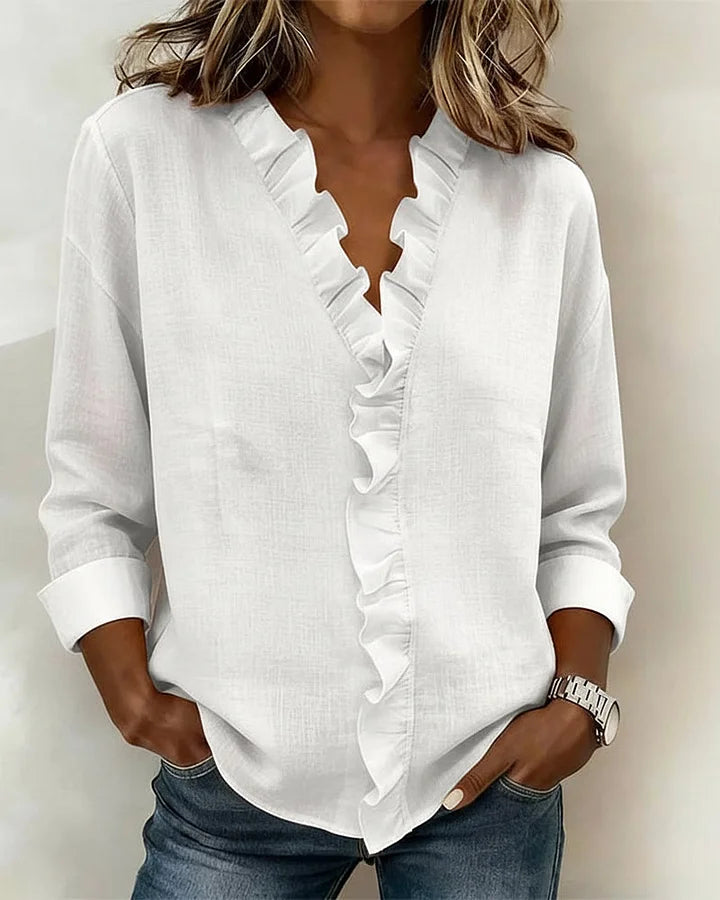 Eleanor | Ruffled V Neck Blouse