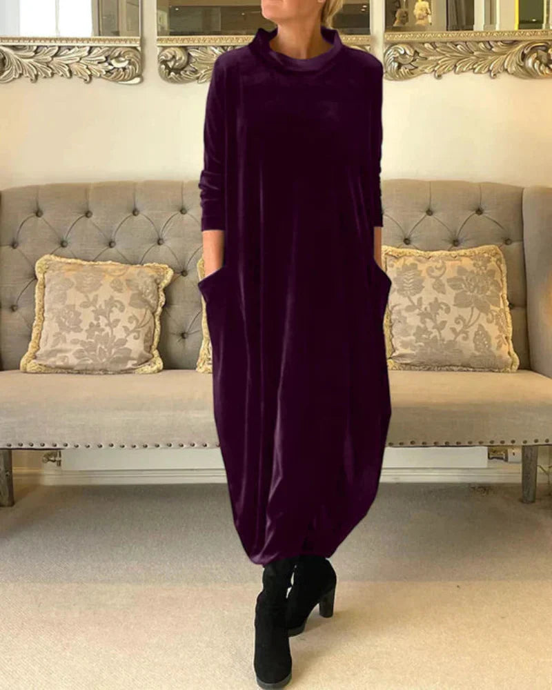 Giuliana | Velour High Neck Winter Dress