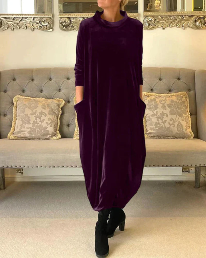 Giuliana | Velour High Neck Winter Dress