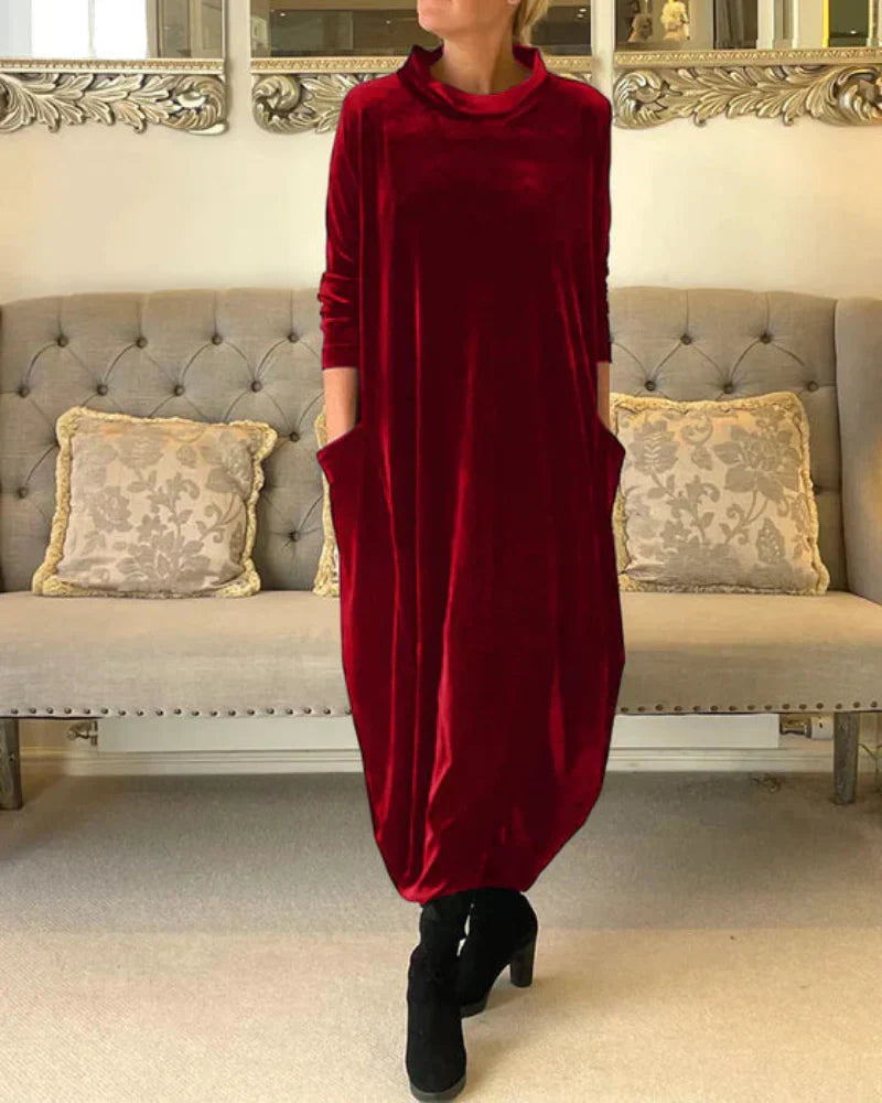 Giuliana | Velour High Neck Winter Dress
