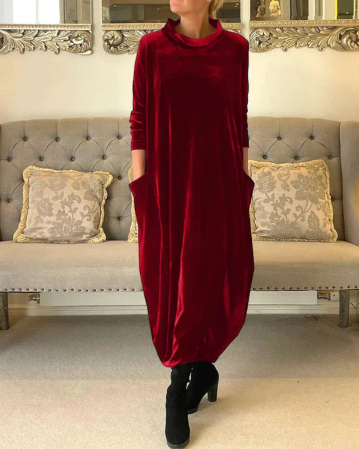 Giuliana | Velour High Neck Winter Dress