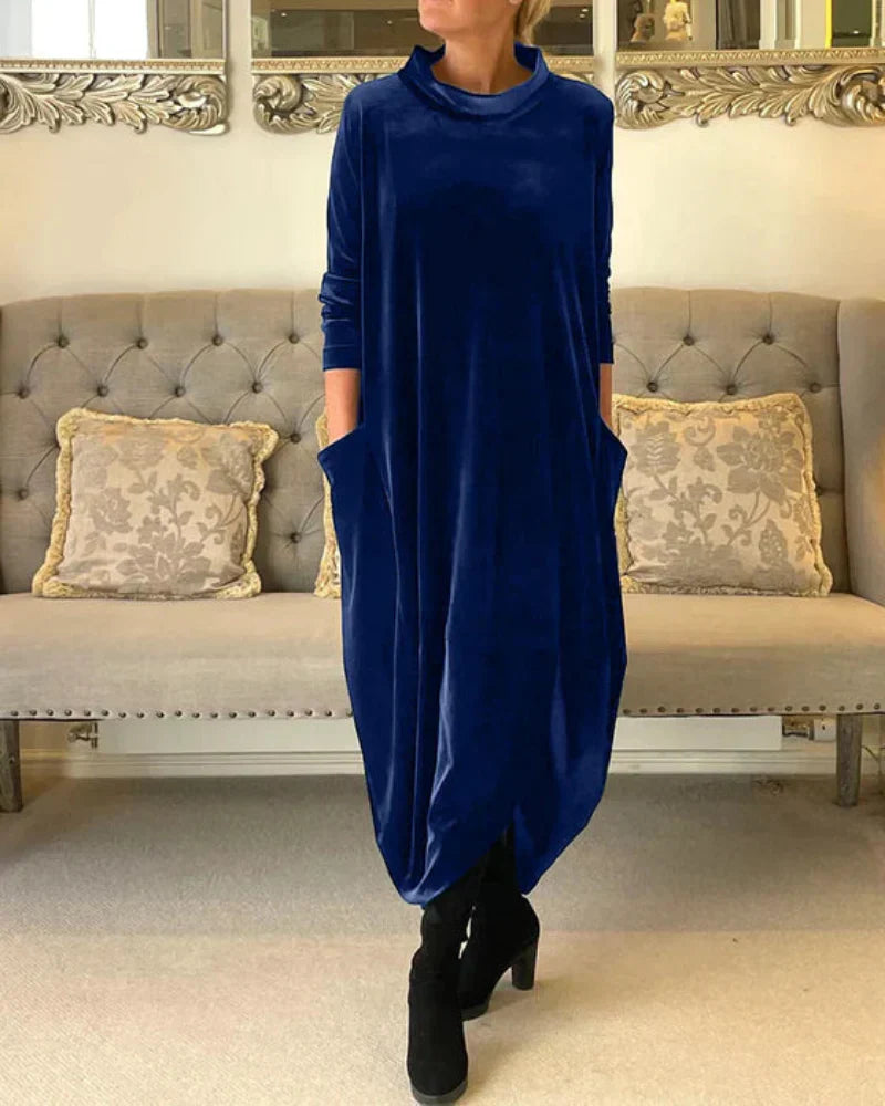 Giuliana | Velour High Neck Winter Dress