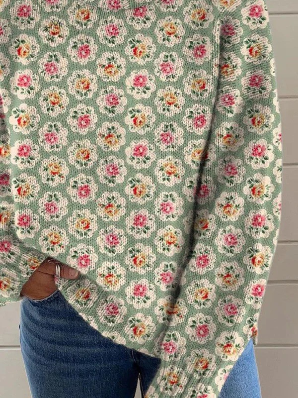 Valerie | Floral print turtleneck sweater