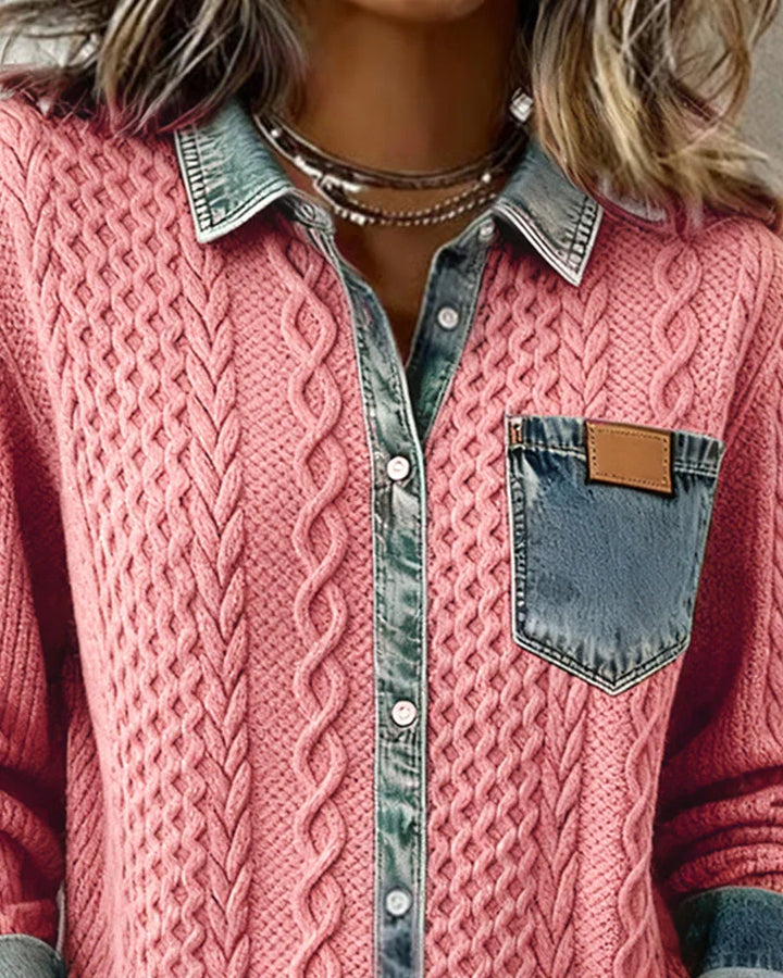 Yvette | Knit Denim Patchwork Shirt