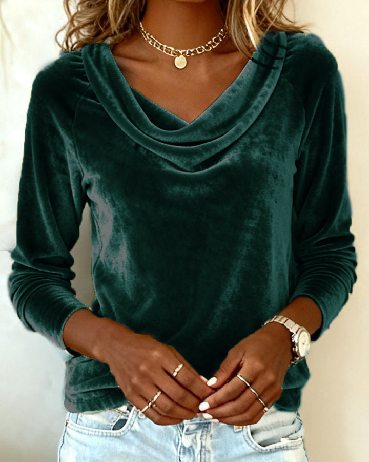 Talia | Draped Collar Cotton Top