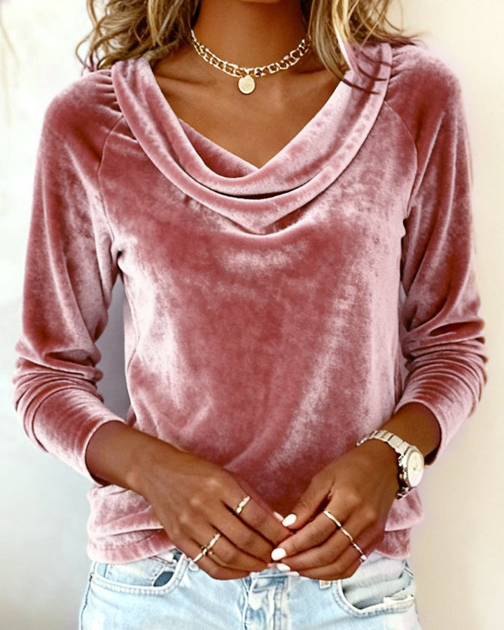 Talia | Draped Collar Cotton Top
