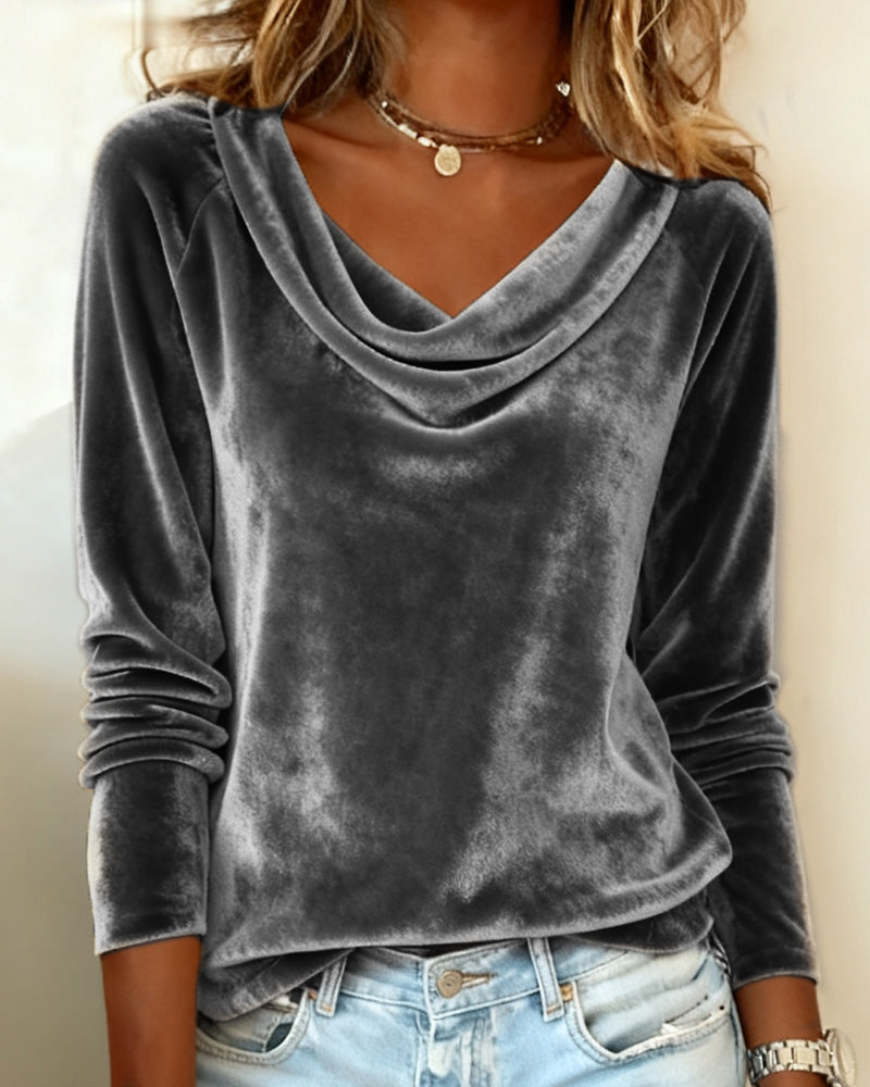 Talia | Draped Collar Cotton Top