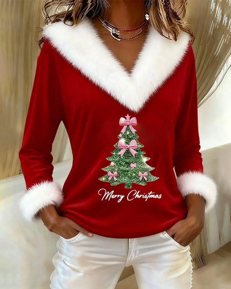 Sabrina | Festive Fur Collar Top