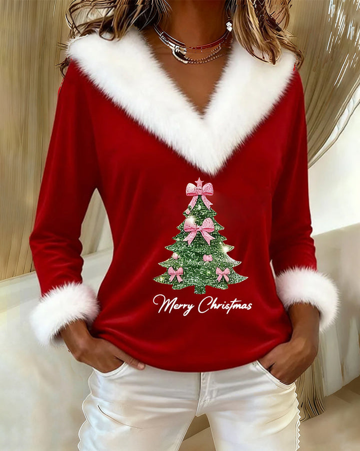 Sabrina | Festive Fur Collar Top