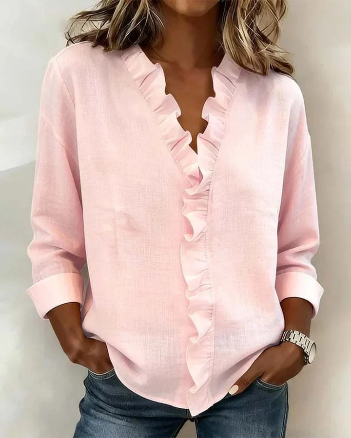 Eleanor | Ruffled V Neck Blouse